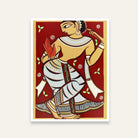 Jamini Roy Gopini Dancing Folk Art Painting for Living Room | Indian Wall Art Print 3 : 4 Vertical Premium Wall Art Canvas by MeriDeewar