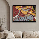 Jamini Roy Gopini Dancing Painting | Indian Folk Art Wall Painting for Living Room 3 : 2 Horizontal Premium Wall Art Canvas by MeriDeewar