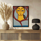 "Jamini Roy Masterpiece Portrait" Jamini Roy Painting | Fine Art Wall Art 2 : 3 Vertical Premium Wall Art Canvas by MeriDeewar