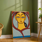 "Jamini Roy Masterpiece Portrait" Jamini Roy Painting | Fine Art Wall Art 2 : 3 Vertical Premium Wall Art Canvas by MeriDeewar