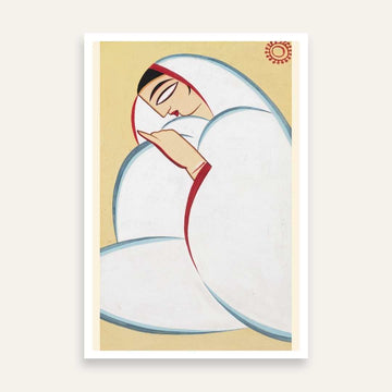 Jamini Roy Style Bengali Woman Painting for Living Room | Indian Modern Art Print 2 : 3 Vertical Premium Wall Art Canvas by MeriDeewar