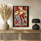 Jamini Roy Style Dancing Woman Painting for Living Room | Indian Folk Art Wall Decor 2 : 3 Vertical Premium Wall Art Canvas by MeriDeewar