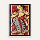 Jamini Roy Style Dancing Woman Painting for Living Room | Indian Folk Art Wall Decor 2 : 3 Vertical Premium Wall Art Canvas by MeriDeewar