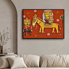 Jamini Roy Style Folk Art Painting for Living Room – Indian Traditional Wall Art | MeriDeewar 3 : 2 Horizontal Premium Wall Art Canvas by MeriDeewar