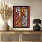 Jamini Roy Style Folk Art Painting for Living Room – Two Ladies with Pots | Wall Art India 2 : 3 Vertical Premium Wall Art Canvas by MeriDeewar
