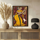 Jamini Roy Style Gopi Dancing Painting for Living Room | Indian Folk Art Wall Decor 2 : 3 Vertical Premium Wall Art Canvas by MeriDeewar