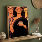 Jamini Roy Style Indian Bride Painting for Living Room | Traditional Folk Art Wall Decor 2 : 3 Vertical Premium Wall Art Canvas by MeriDeewar