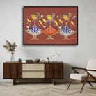 Jamini Roy Three Dancers Painting – Indian Folk Art Wall Art for Living Room | MeriDeewar 3 : 2 Horizontal Premium Wall Art Canvas by MeriDeewar