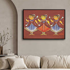 Jamini Roy Three Dancers Painting – Indian Folk Art Wall Art for Living Room | MeriDeewar 3 : 2 Horizontal Premium Wall Art Canvas by MeriDeewar