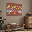 Jamini Roy Three Dancers Painting – Indian Folk Art Wall Art for Living Room | MeriDeewar 3 : 2 Horizontal Premium Wall Art Canvas by MeriDeewar