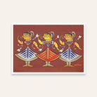 Jamini Roy Three Dancers Painting – Indian Folk Art Wall Art for Living Room | MeriDeewar 3 : 2 Horizontal Premium Wall Art Canvas by MeriDeewar
