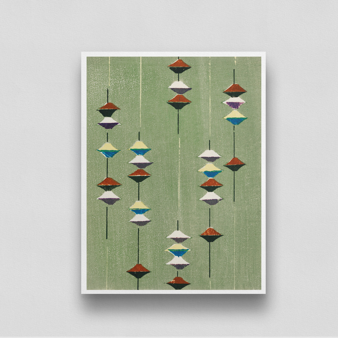 Japandi wall art Printable vintage art abstract Japanese green 3 : 4 Vertical New Premium Wall Art Canvas by MeriDeewar