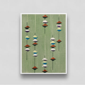 Japandi wall art Printable vintage art abstract Japanese green 3 : 4 Vertical New Premium Wall Art Canvas by MeriDeewar