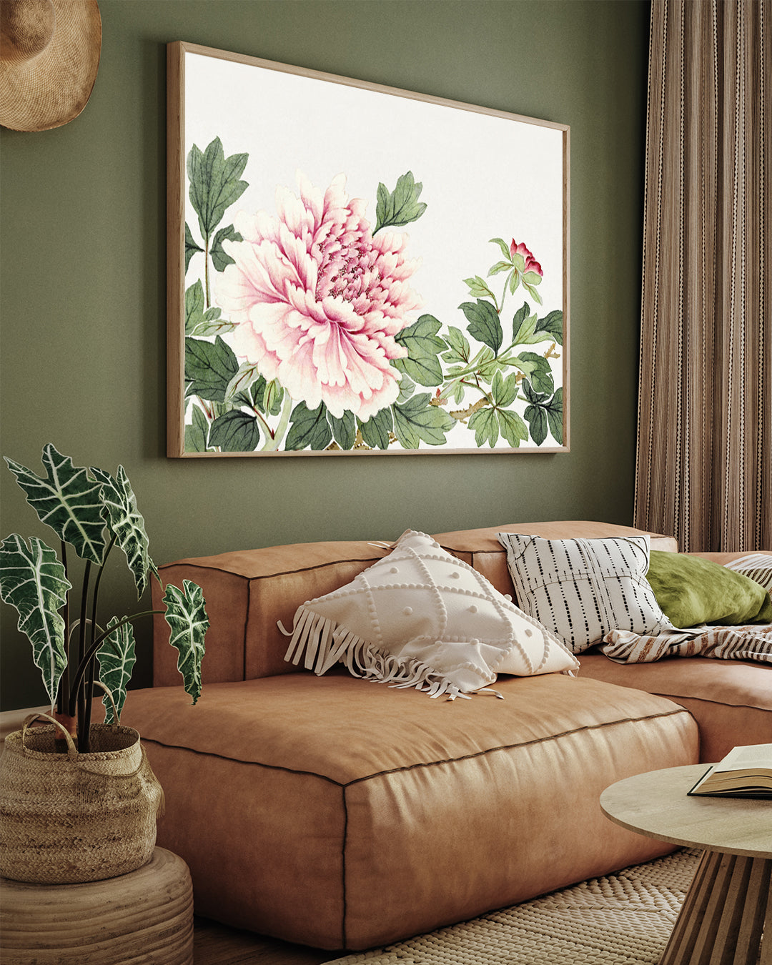 Japanese Flower Painting by Mianyi 3 : 4 Horizontal New Premium Wall Art Canvas by MeriDeewar