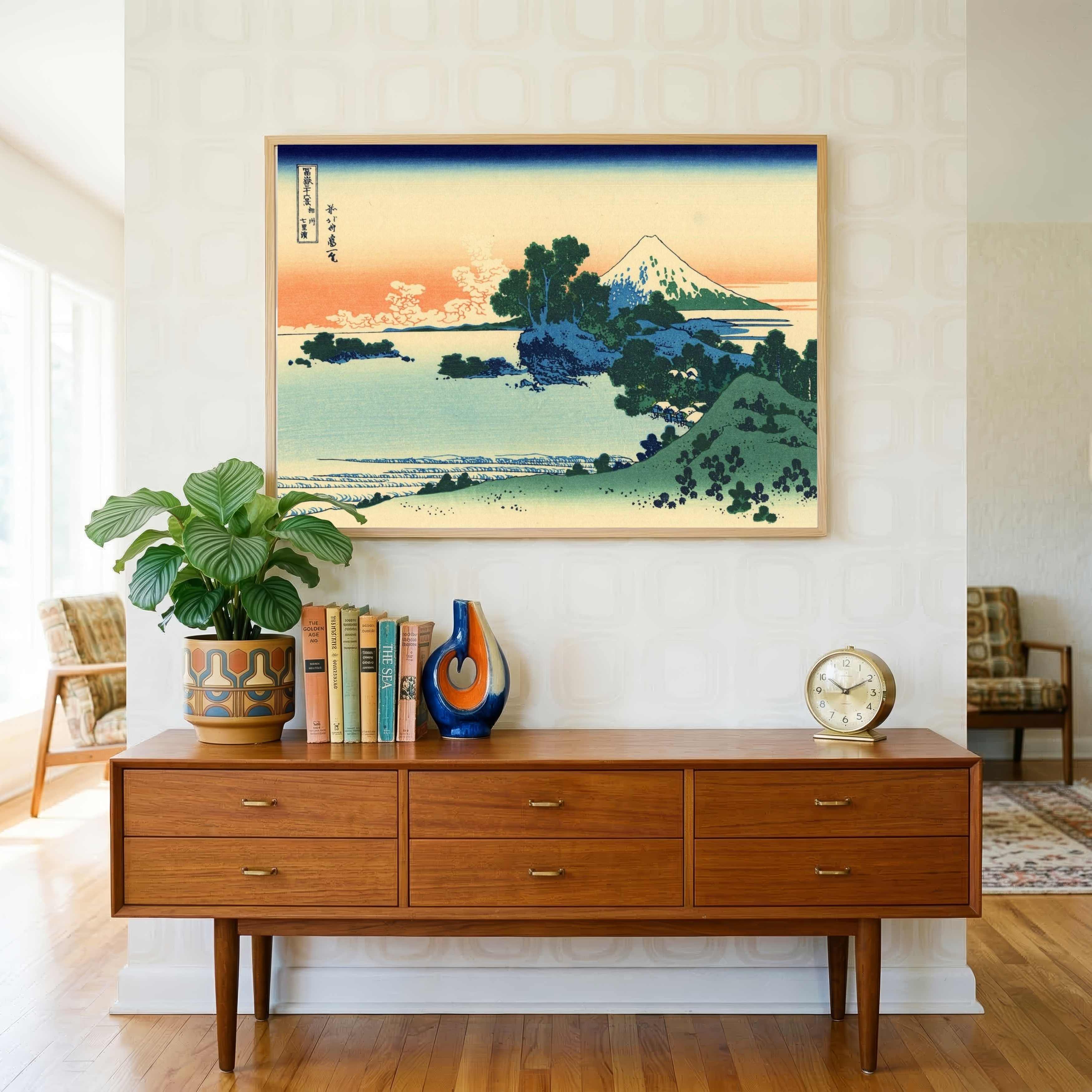 Japanese Mountain Scenery Painting for Living Room | Hokusai Wall Art | Giclée Print 3 : 2 Horizontal Premium Wall Art Canvas by MeriDeewar