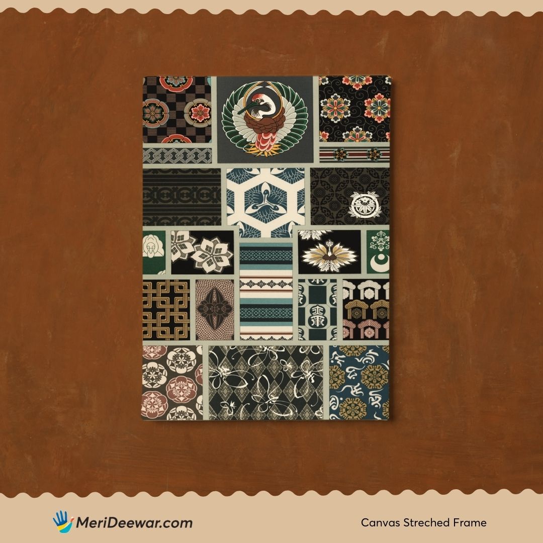 Japanese pattern by Albert Racine 3 : 4 Vertical New Premium Wall Art Canvas by MeriDeewar