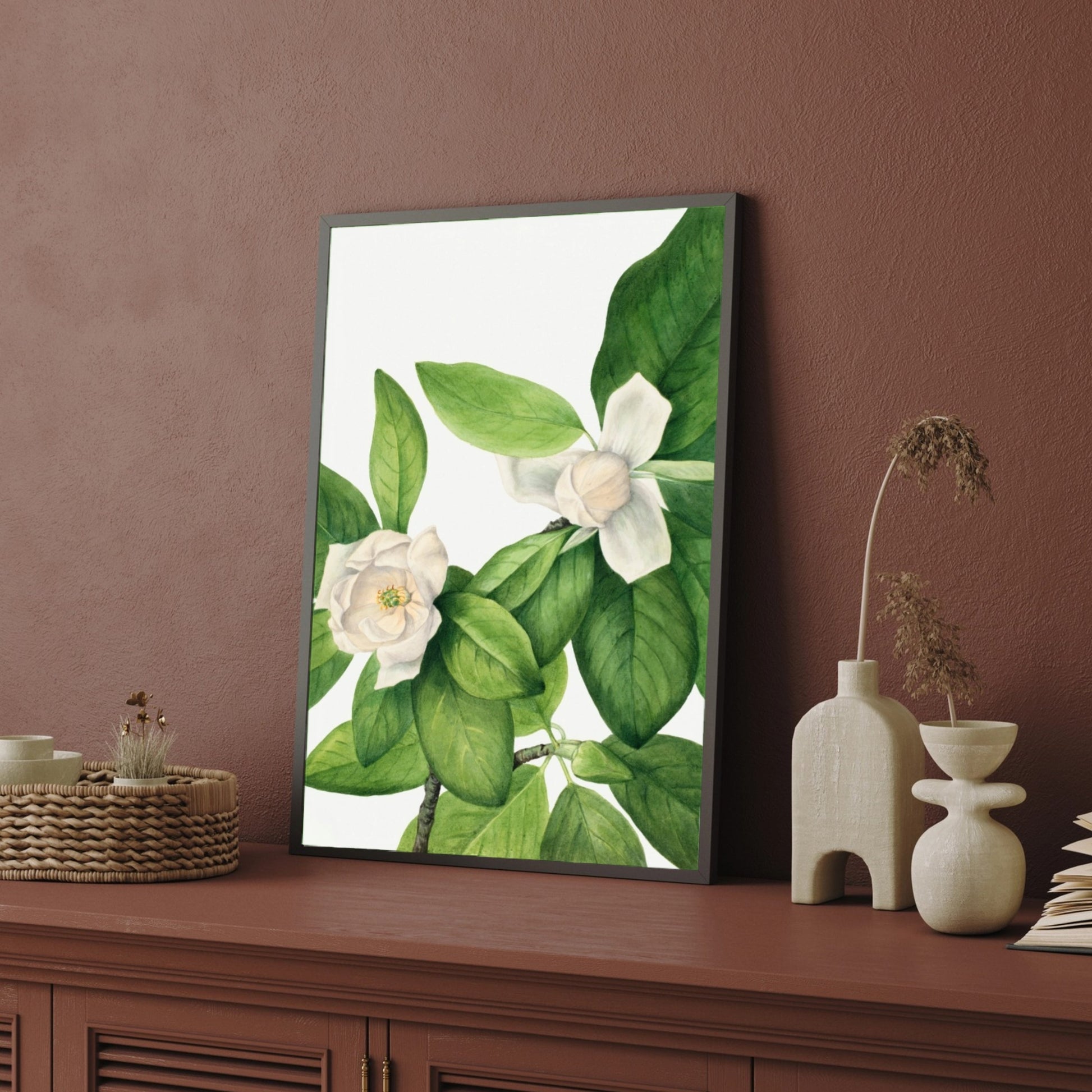 Jasmine Grace – White Bloom Botanical Canvas Wall Art 2 : 3 Vertical Premium Wall Art Canvas by MeriDeewar