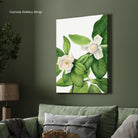 Jasmine Grace – White Bloom Botanical Canvas Wall Art 2 : 3 Vertical Premium Wall Art Canvas by MeriDeewar