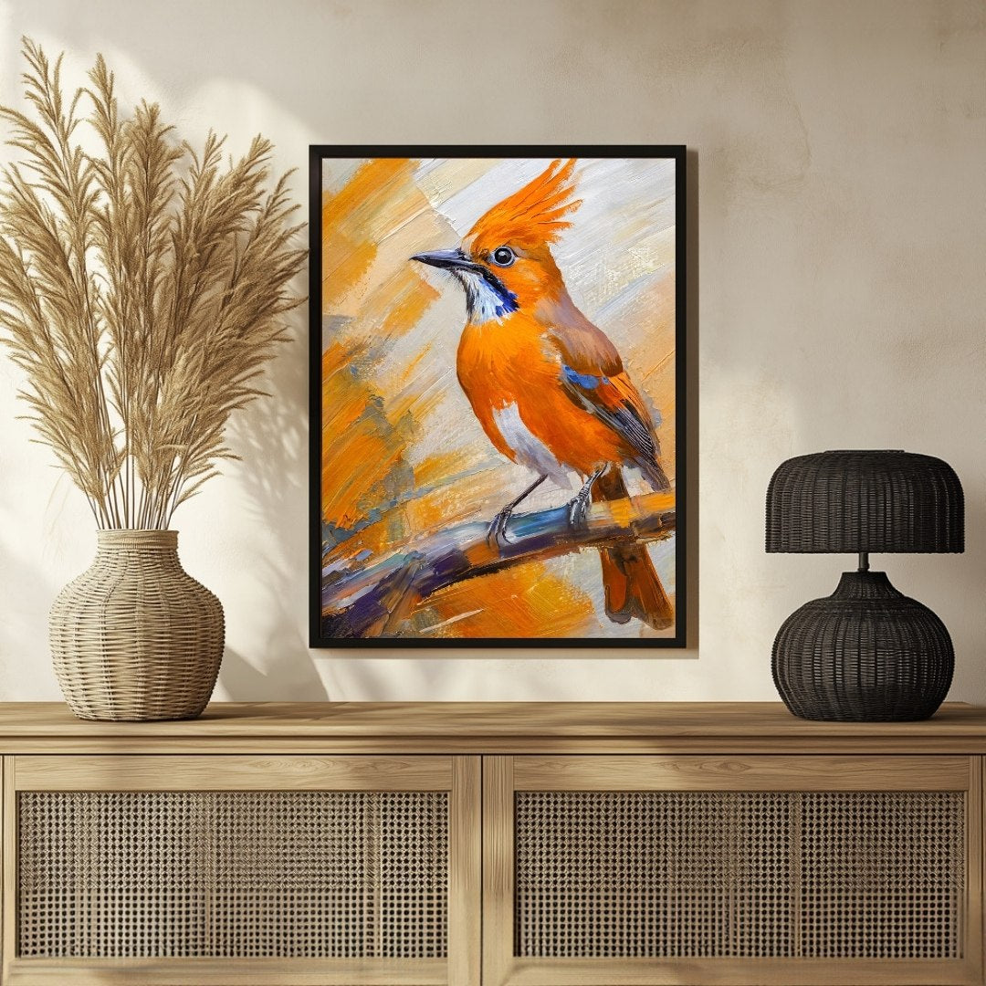 Jay Bird Abstract Art Painting - Vibrant Wall Decor for Home 3 : 4 Vertical New Premium Wall Art Canvas by MeriDeewar
