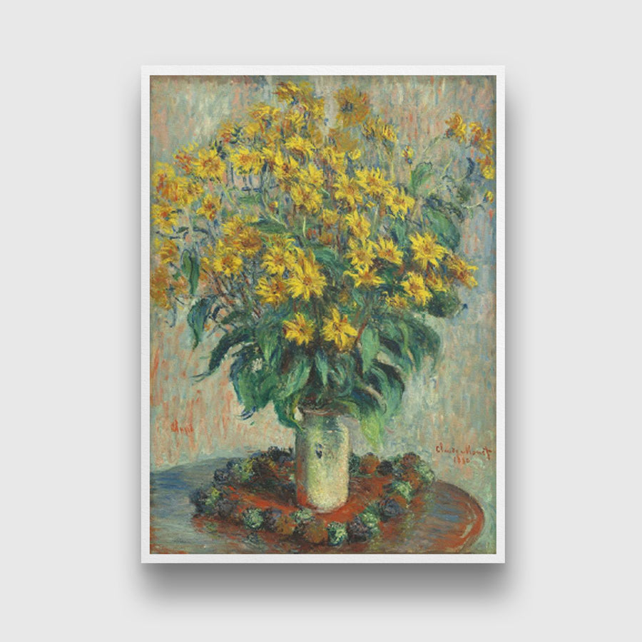 Jerusalem Artichoke Flowers Painting By Claude Monet 3 : 4 Vertical New Premium Wall Art Canvas by MeriDeewar