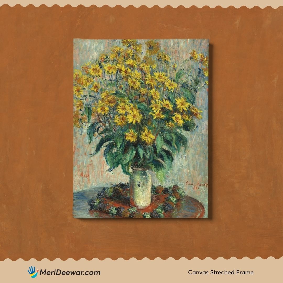 Jerusalem Artichoke Flowers Painting By Claude Monet 3 : 4 Vertical New Premium Wall Art Canvas by MeriDeewar