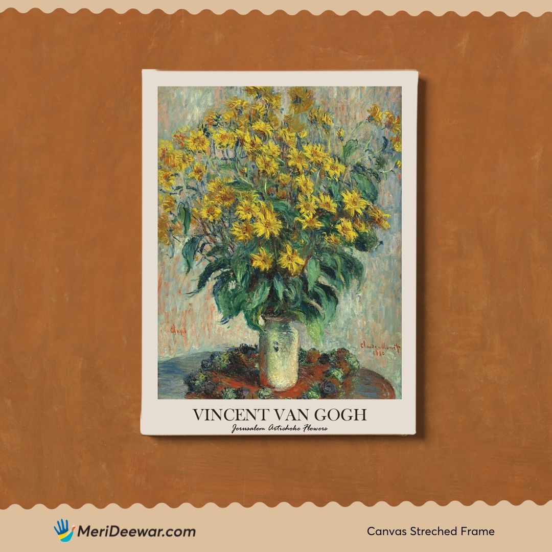 Jerusalem Artichoke Flowers Painting by Vincent Van Gogh 3 : 4 Vertical New Premium Wall Art Canvas by MeriDeewar