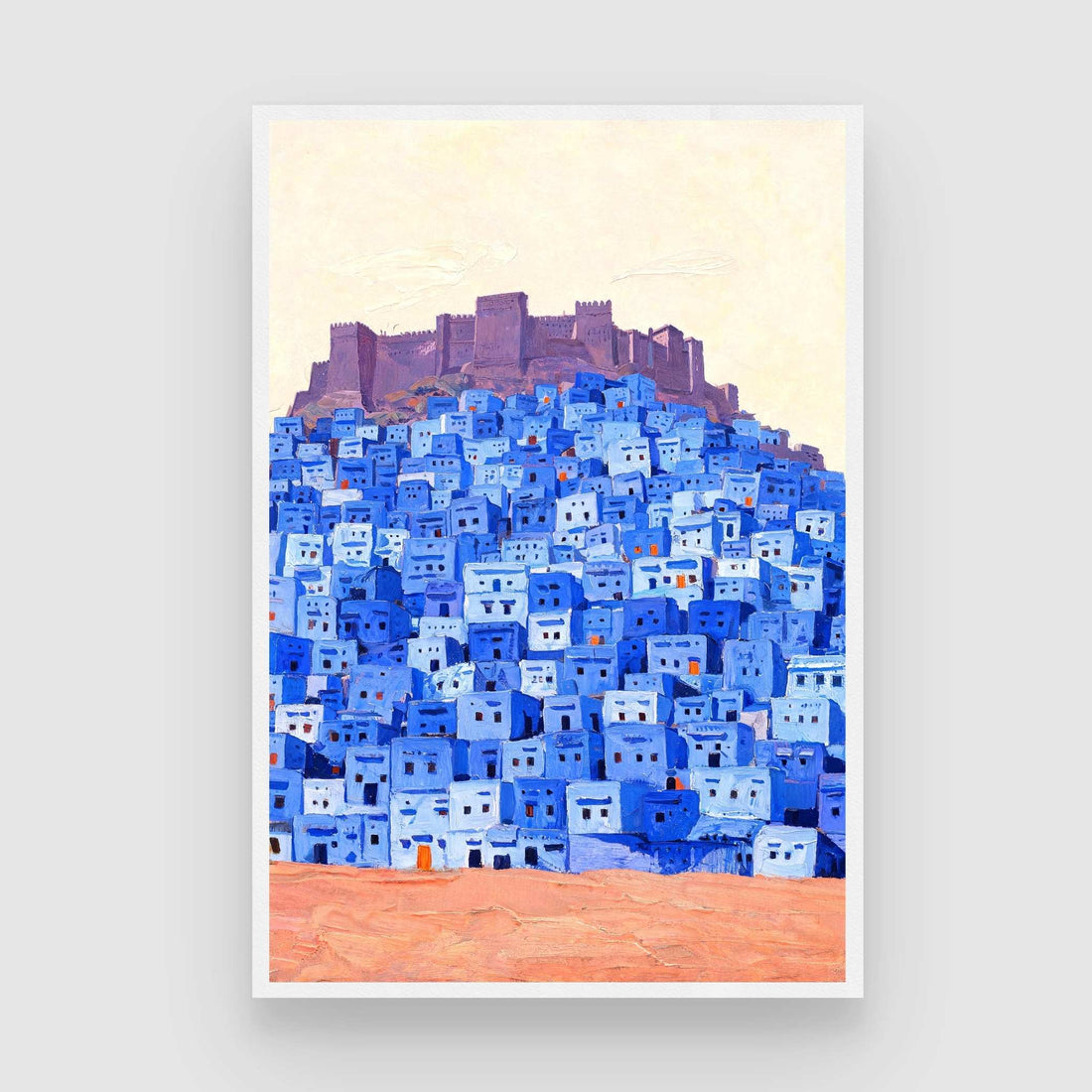 Jodhpur Blue City Mehrangarh Fort Painting | Vertical Heritage Framed Wall Art 2 : 3 Vertical Premium Wall Art Canvas by MeriDeewar