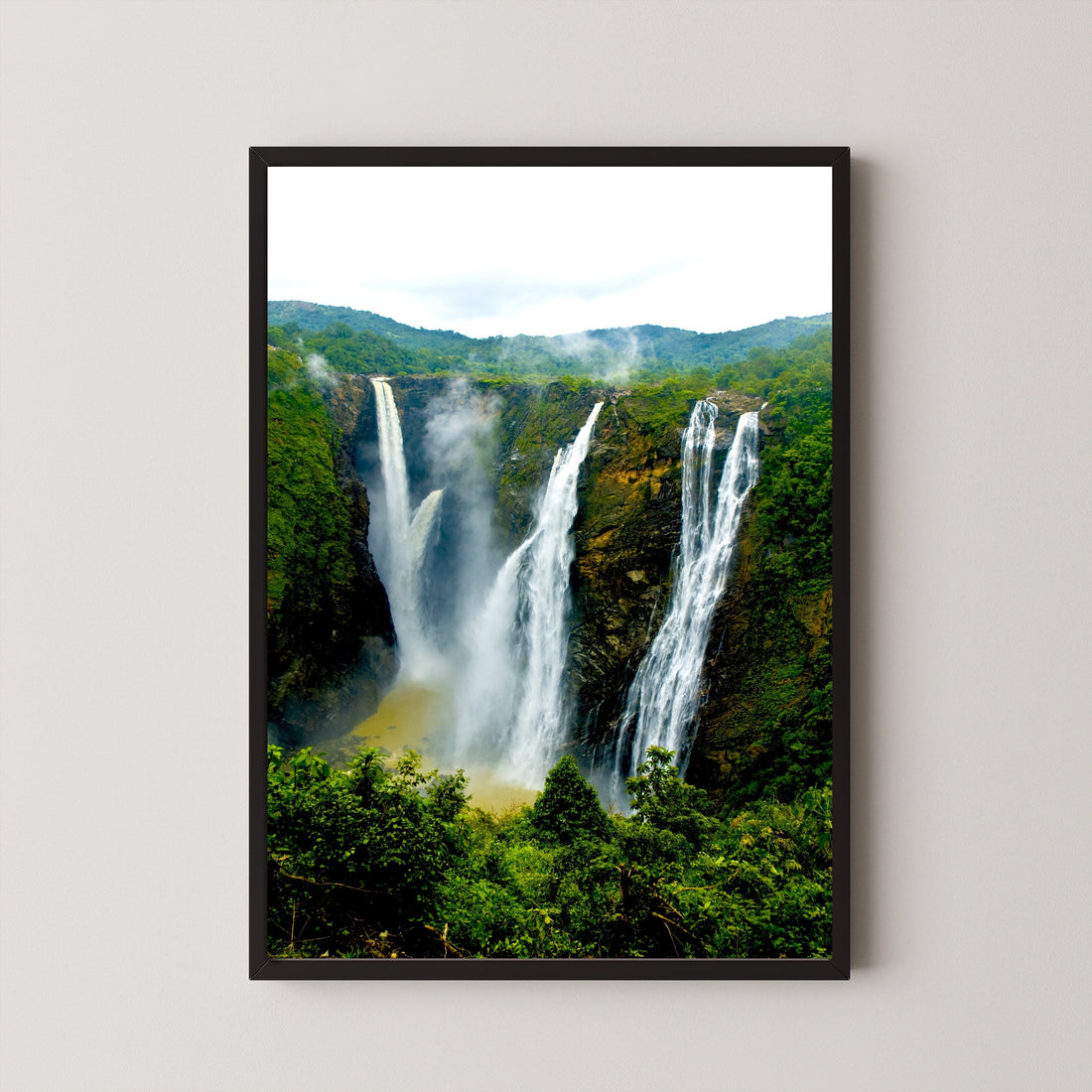 Jog Falls Wall Art for Nature Lovers 3 : 4 Vertical New Premium Wall Art Canvas by MeriDeewar