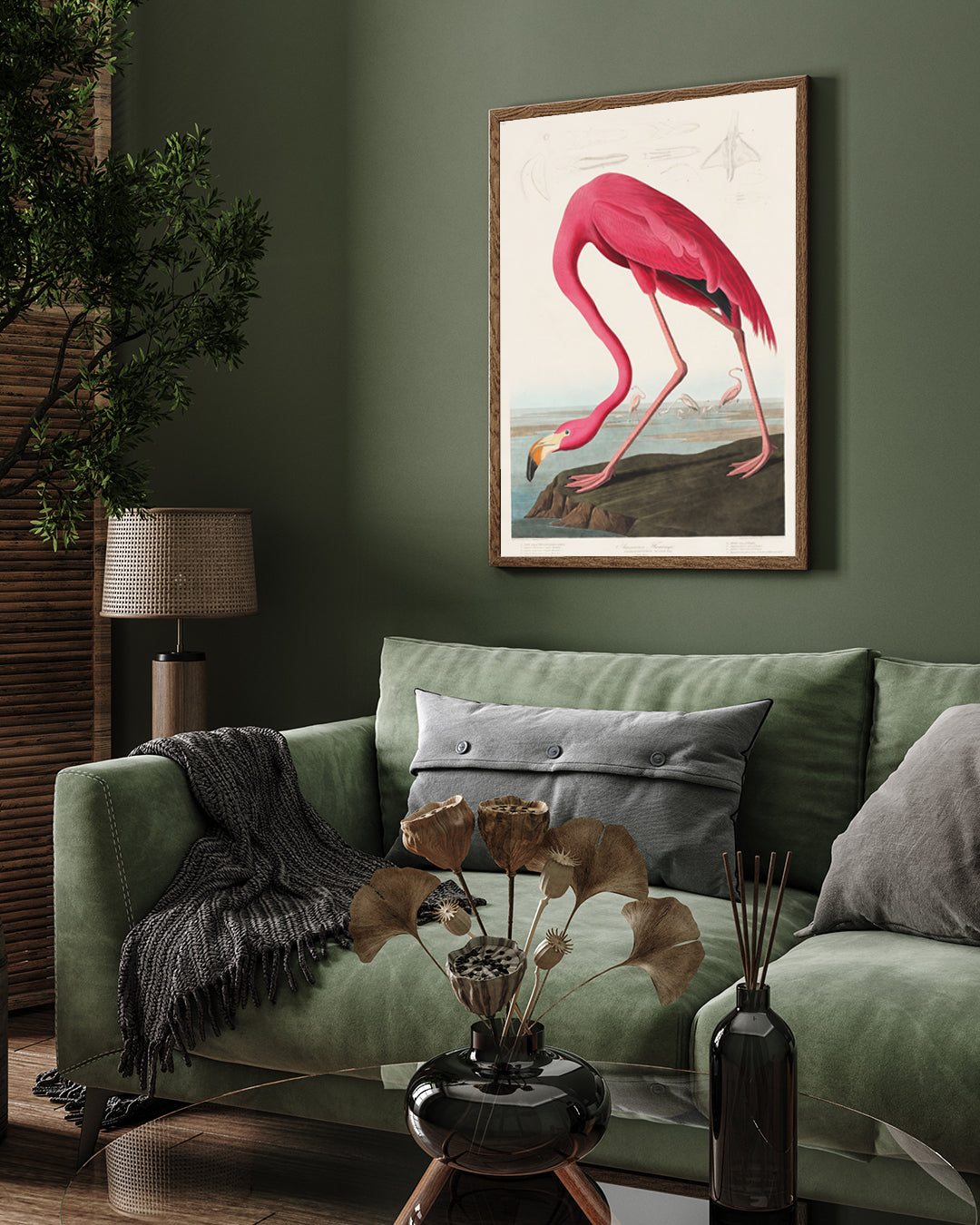John James Audubon American Flamingo Poster 3 : 4 Vertical New Premium Wall Art Canvas by MeriDeewar
