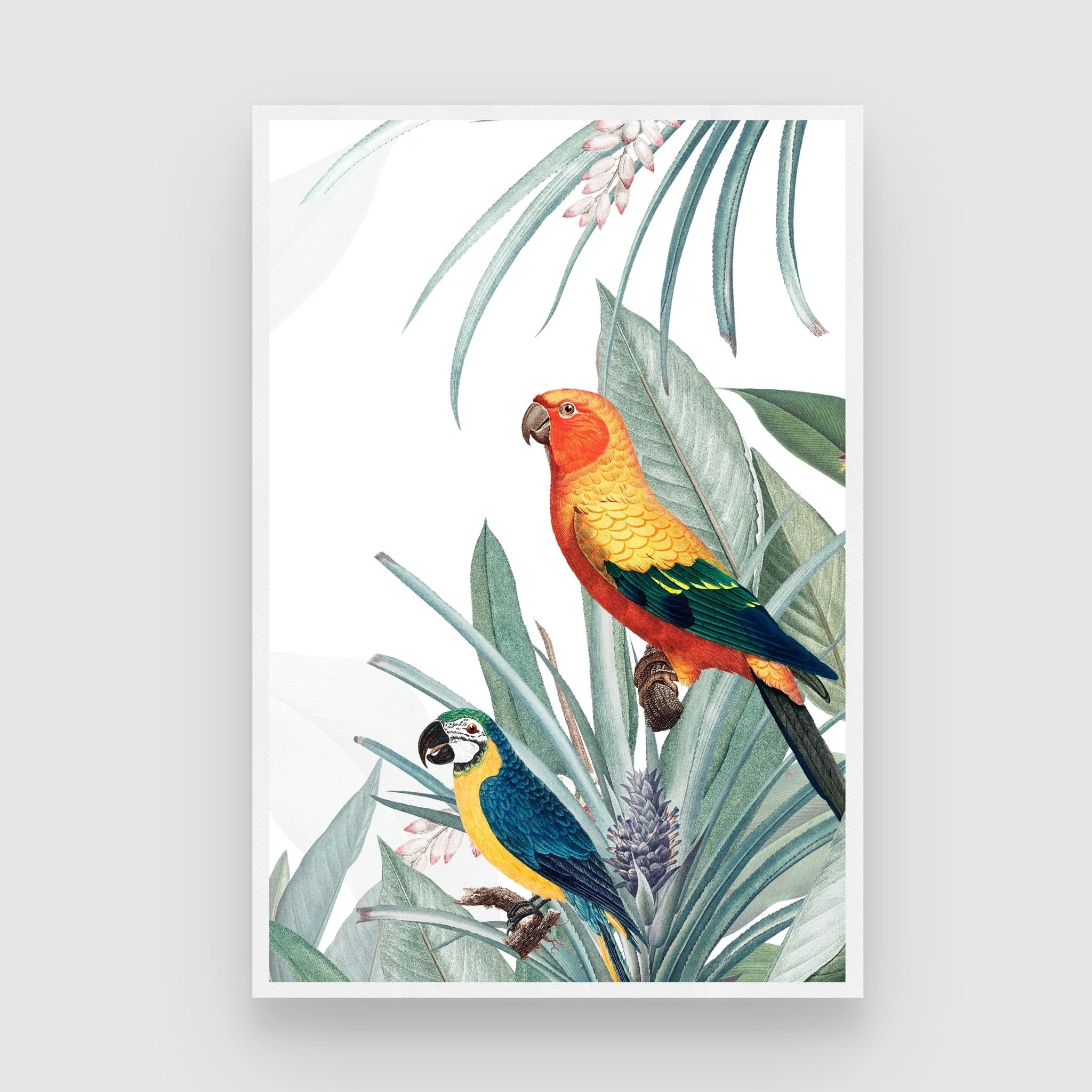 Jungle Melody – Exotic Parrot Wall Décor 2 : 3 Vertical Premium Wall Art Canvas by MeriDeewar