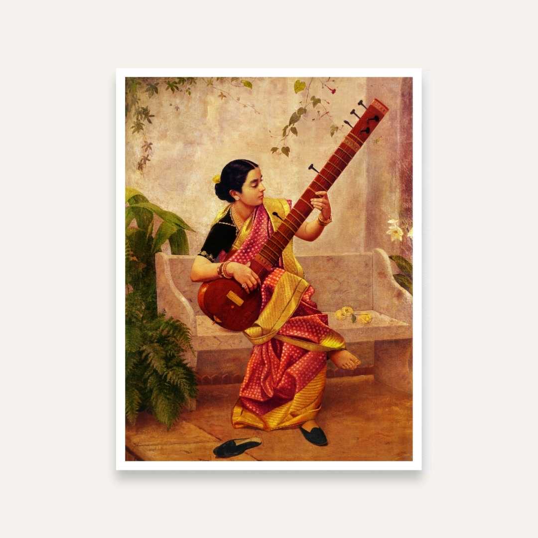 Kadambari by Raja Ravi Varma | Indian Classical Painting for Living Room | Wall Art Print 3 : 4 Vertical Premium Wall Art Canvas by MeriDeewar