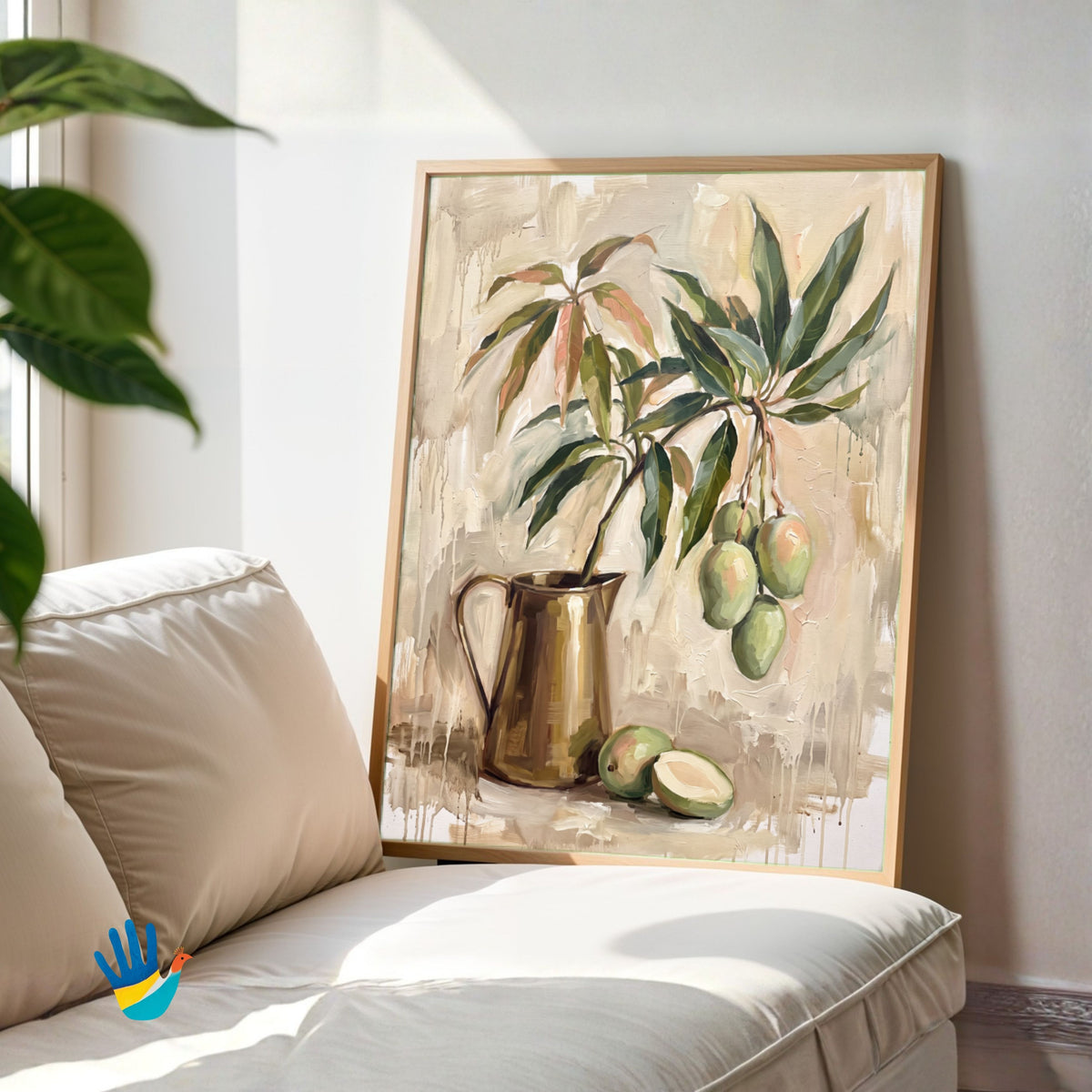 Kairi Branch | Raw Mango Still Life Wall Art 3 : 4 Vertical Premium Wall Art Canvas by MeriDeewar