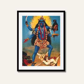 Kali Trampling Shiva Painting – Divine Power and Surrender | MeriDeewar.com 2 : 3 Vertical Premium Wall Art Canvas by MeriDeewar