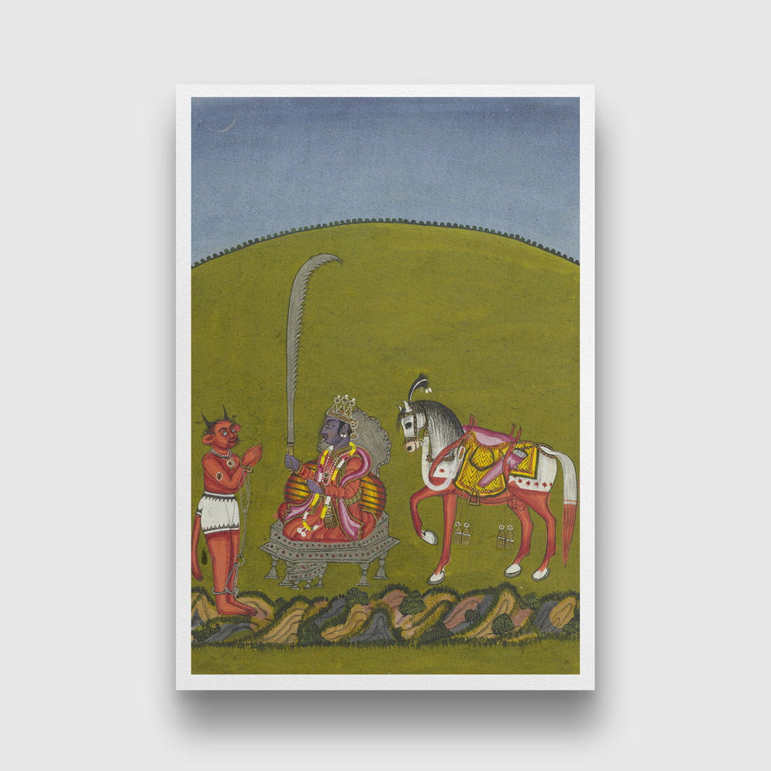 Kalki (de toekomstige incarnatie van Vishnu) Painting 2 : 3 Vertical Premium Wall Art Canvas by MeriDeewar