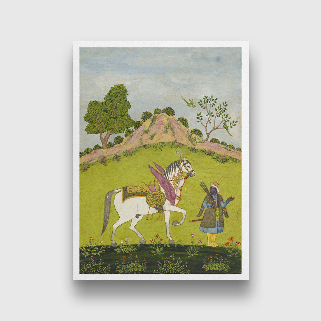 Kalki with his white horse Devadatta Painting 3 : 4 Vertical New Premium Wall Art Canvas by MeriDeewar