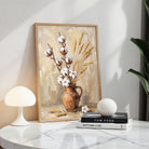 Kapas & Gehun in Terracotta | Raw Cotton & Wheat Still Life Wall Art 2 : 3 Vertical Premium Wall Art Canvas by MeriDeewar