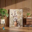 Kapas & Gehun in Terracotta | Raw Cotton & Wheat Still Life Wall Art 2 : 3 Vertical Premium Wall Art Canvas by MeriDeewar