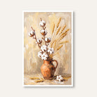 Kapas & Gehun in Terracotta | Raw Cotton & Wheat Still Life Wall Art 2 : 3 Vertical Premium Wall Art Canvas by MeriDeewar