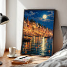Kartik Purnima Kashi | Sacred Full Moon Ghats Night Canvas Art Curate Black Premium Wall Art Canvas by MeriDeewar