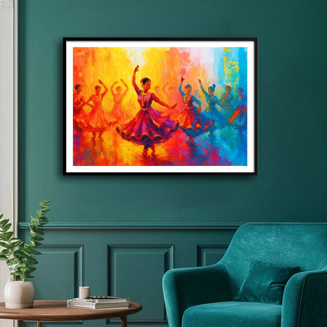 Kathak Dance Painting – Vibrant Indian Classical Art | MeriDeewar 2 : 3 Horizontal Premium Wall Art Canvas by MeriDeewar