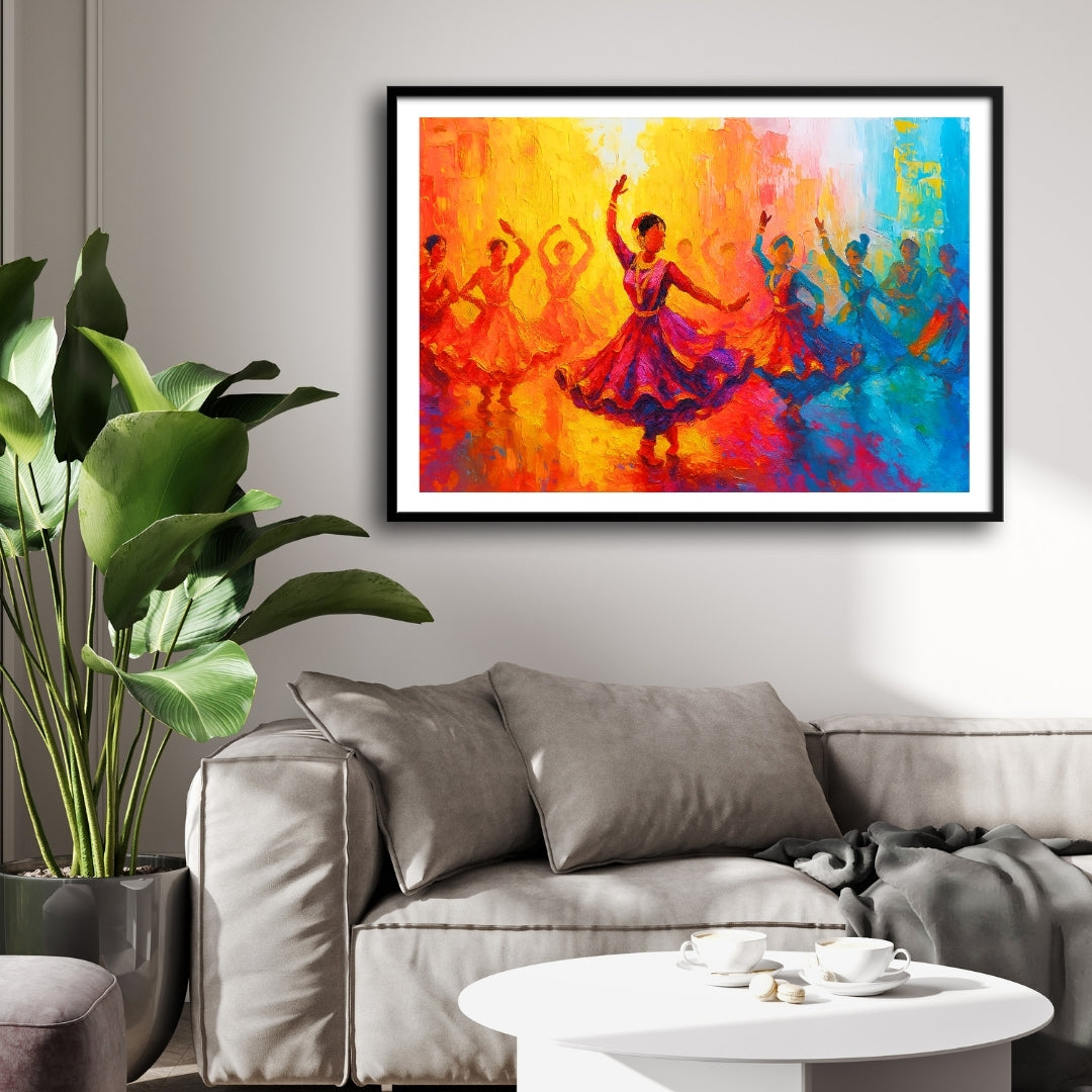 Kathak Dance Painting – Vibrant Indian Classical Art | MeriDeewar 2 : 3 Horizontal Premium Wall Art Canvas by MeriDeewar