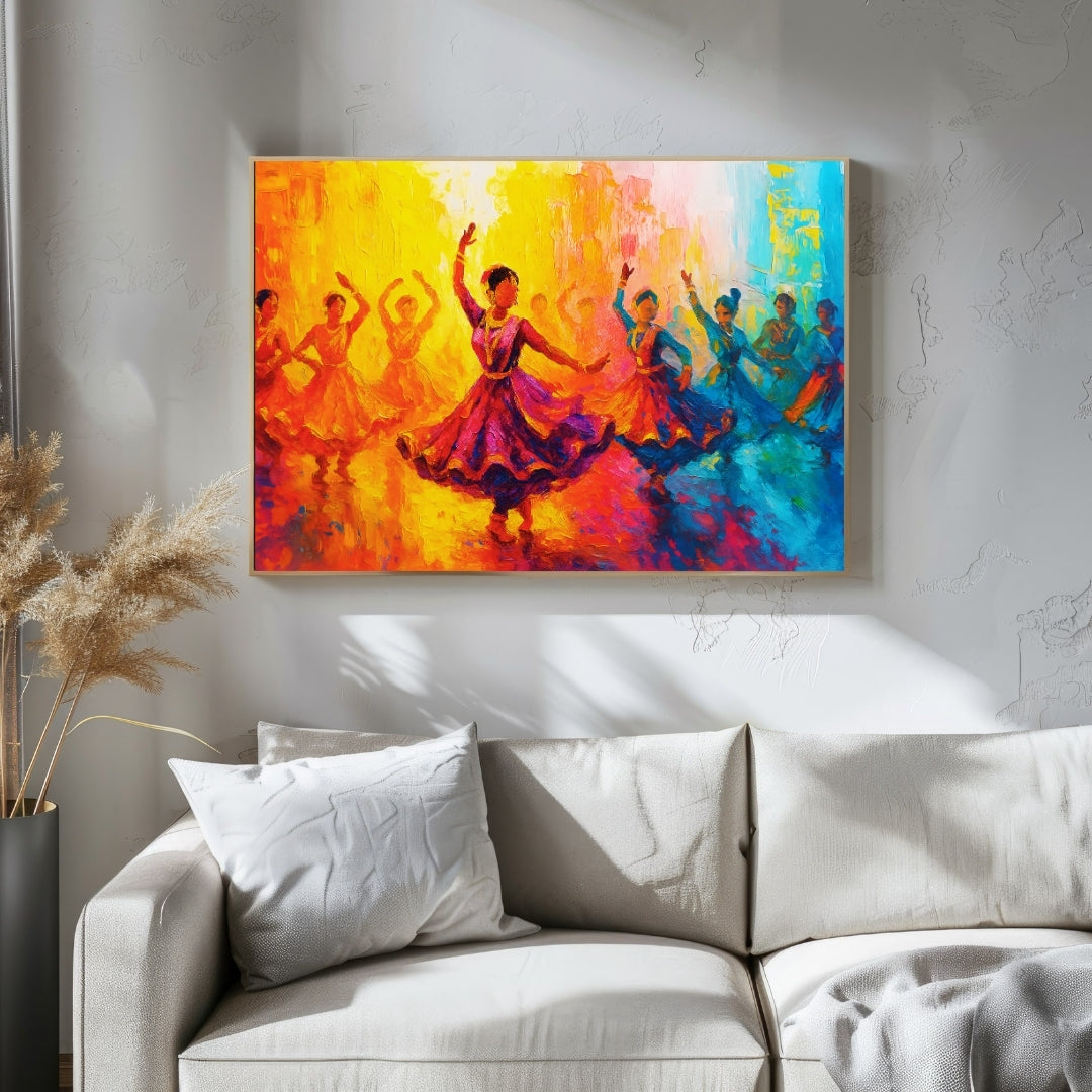 Kathak Dance Painting – Vibrant Indian Classical Art | MeriDeewar 2 : 3 Horizontal Premium Wall Art Canvas by MeriDeewar