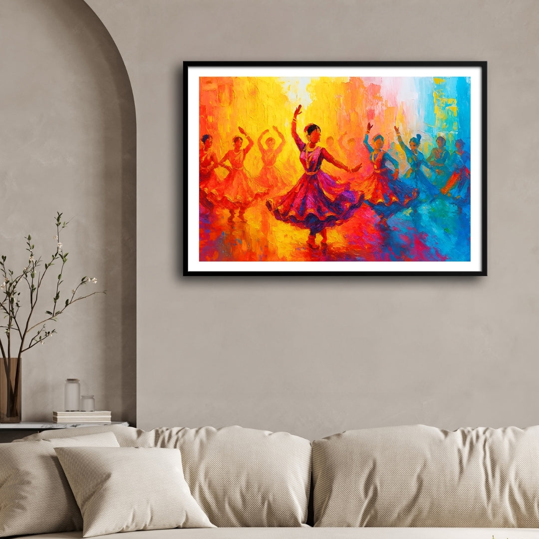 Kathak Dance Painting – Vibrant Indian Classical Art | MeriDeewar 2 : 3 Horizontal Premium Wall Art Canvas by MeriDeewar