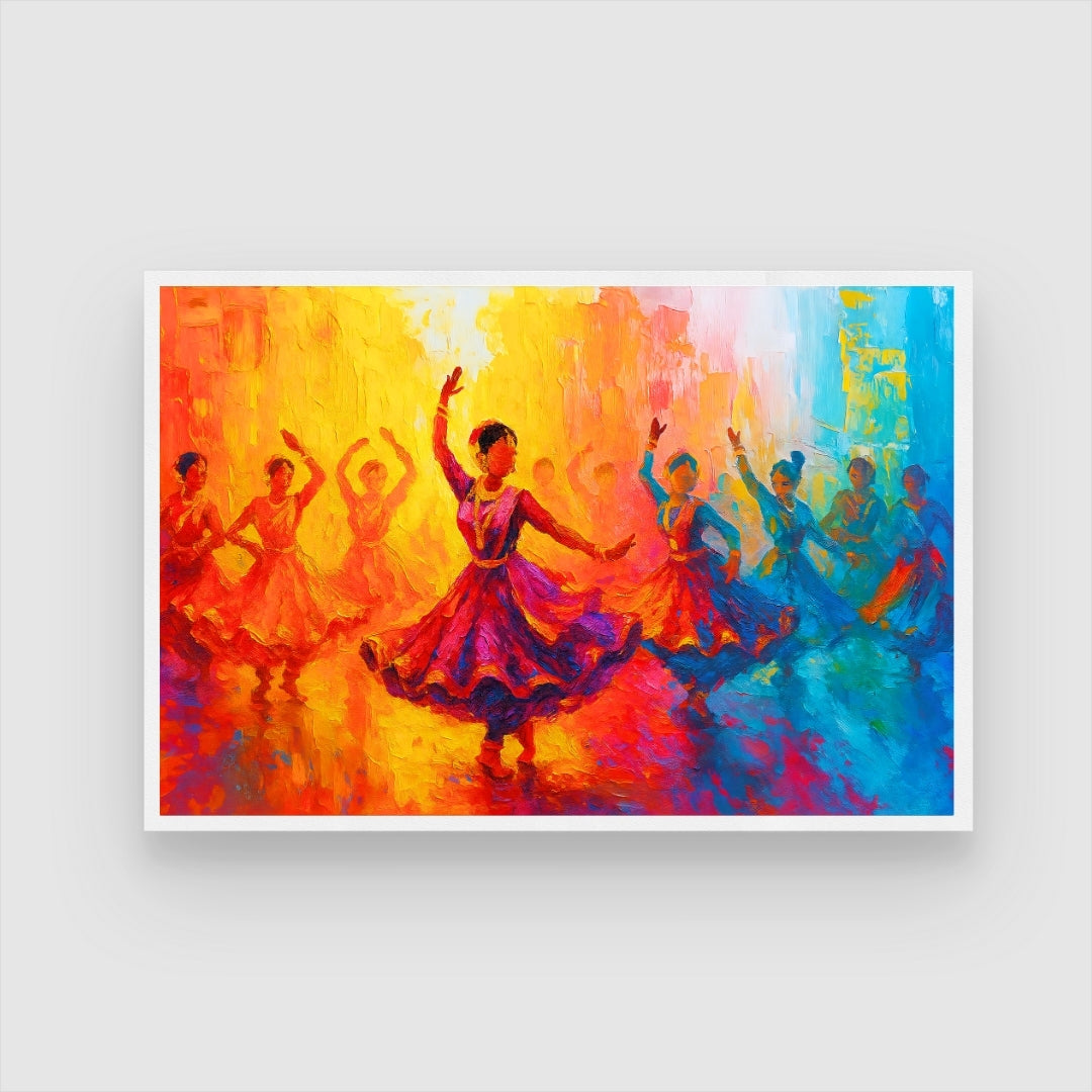 Kathak Dance Painting – Vibrant Indian Classical Art | MeriDeewar 2 : 3 Horizontal Premium Wall Art Canvas by MeriDeewar