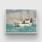Key West, Hauling Anchor Painting by Winslow Homer 3 : 4 Horizontal New Premium Wall Art Canvas by MeriDeewar