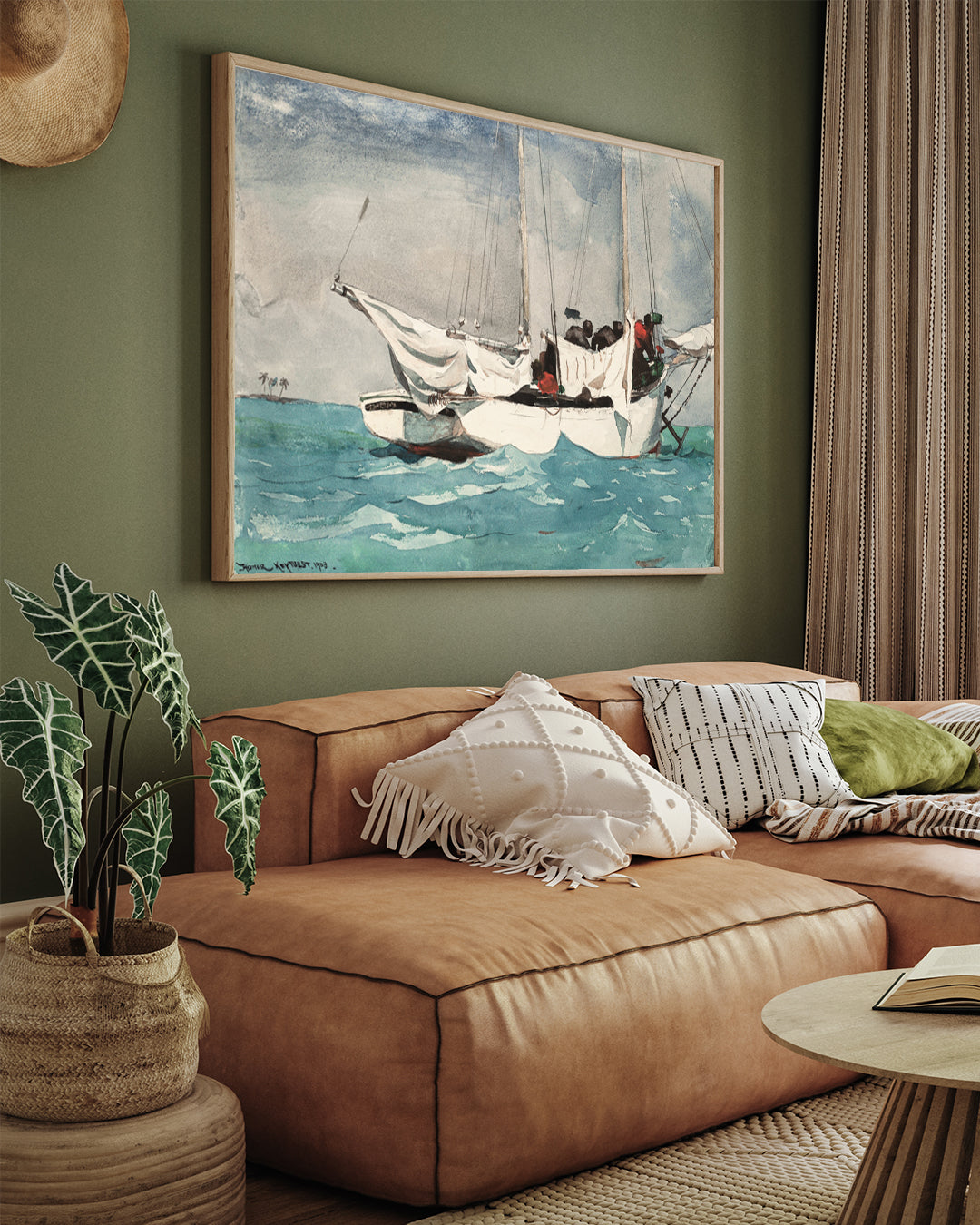 Key West, Hauling Anchor Painting by Winslow Homer 3 : 4 Horizontal New Premium Wall Art Canvas by MeriDeewar