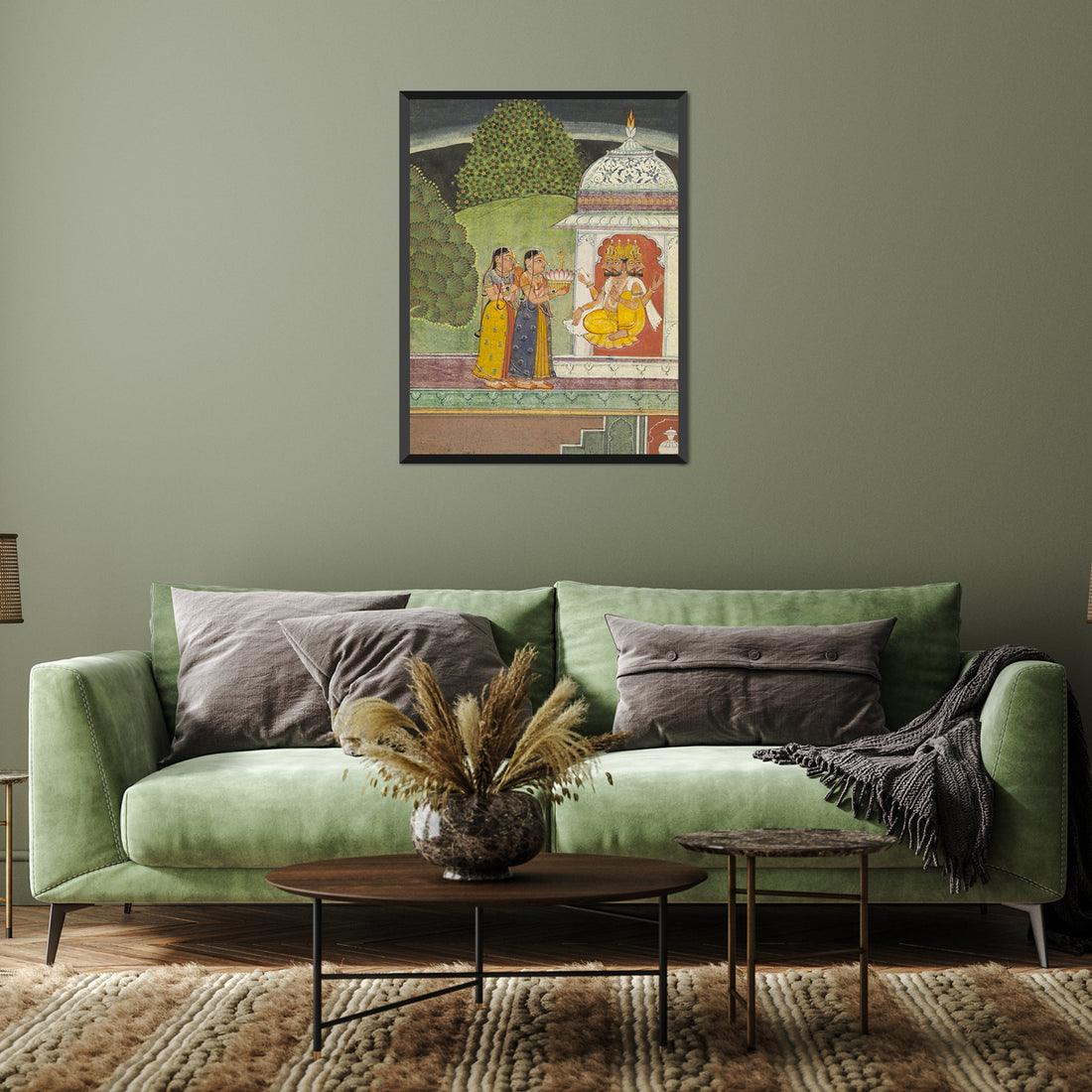 Khambavati ragini met god brahma Painting 3 : 4 Vertical New Premium Wall Art Canvas by MeriDeewar