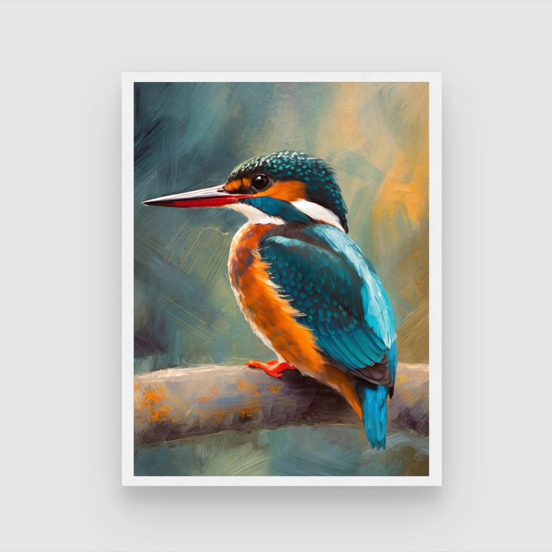 Kingfisher Bird Abstract Painting - Add Elegance to Your Space 3 : 4 Vertical New Premium Wall Art Canvas by MeriDeewar