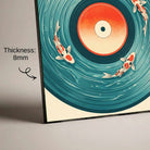 "Koi Vinyl Record" Surreal Music and Nature Art Poster | Vertical Borderless Art Frame Poster Premium Wall Art Canvas by MeriDeewar