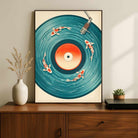 "Koi Vinyl Record" Surreal Music and Nature Art Poster | Vertical Borderless Art Frame Poster Premium Wall Art Canvas by MeriDeewar